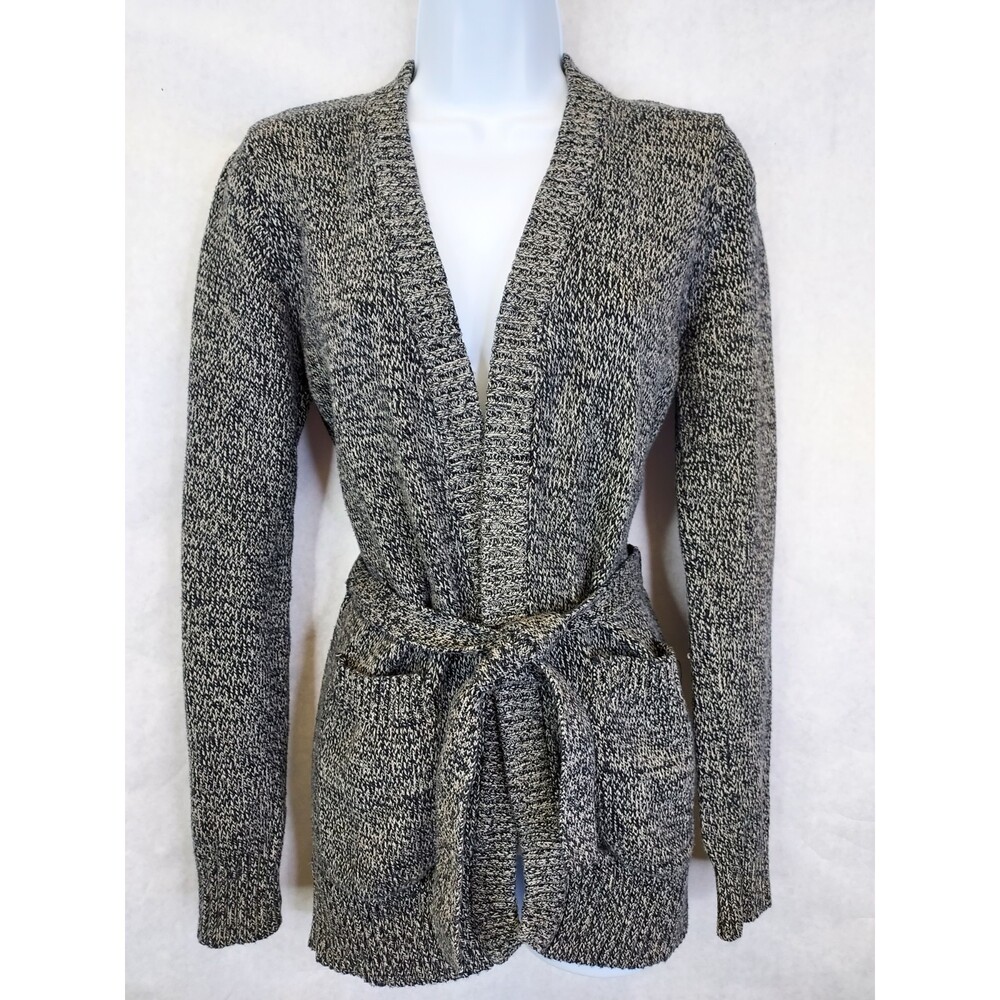TenTree Cardigan Sweater Women's XS Tie Front 100% Organic Cotton Gray Granola